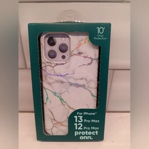 Phone case for iPhone 14 and 12 Pro Max.  Metallic Marble design